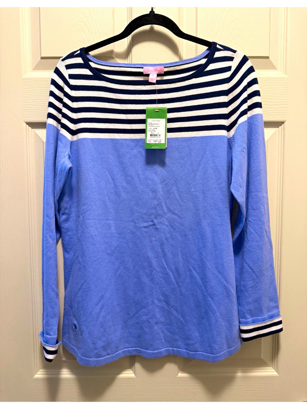 Lilly Pulitzer Women’s XL Blue/Navy/White Striped Boat Neck Knit Top